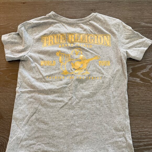 Boys True Religion gray/gold graphic tee t-shirt short sleeve top size Medium - Picture 2 of 3